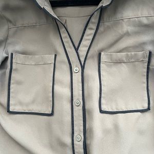 Express Portofino blouse- olive with black trim